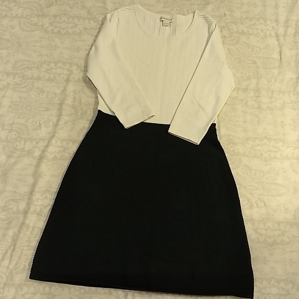 White and navy dress